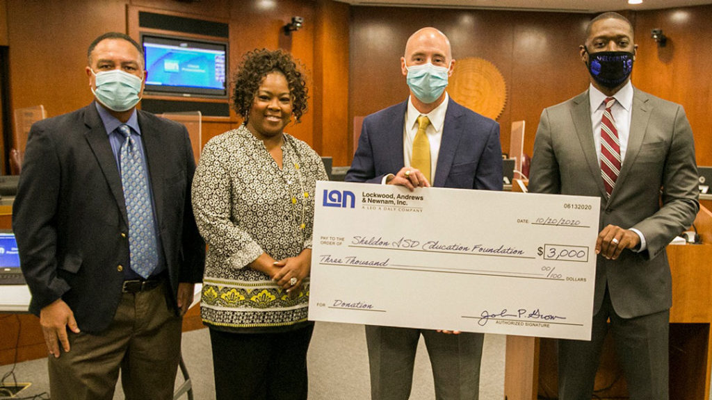 LAN Sheldon ISD Education Foundation donation